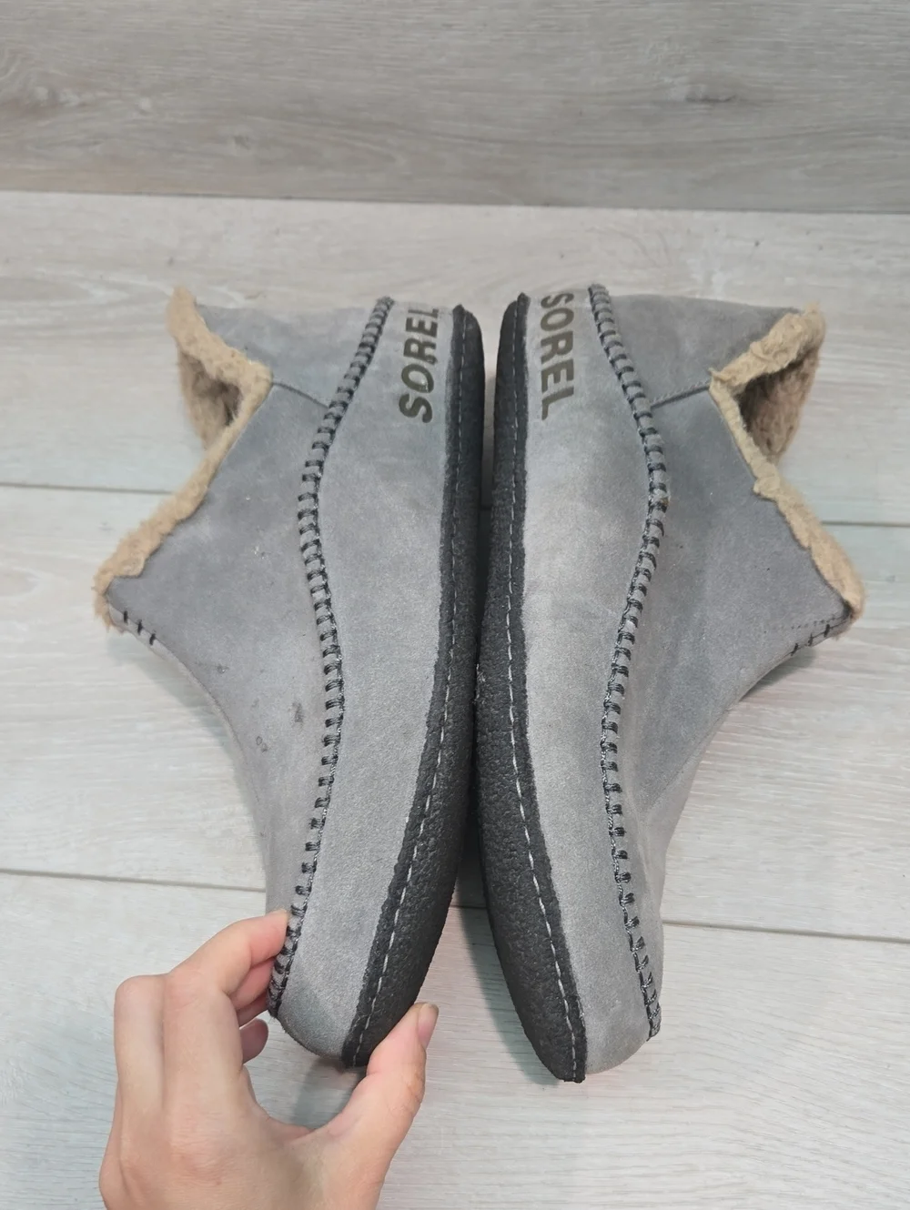 Sorel Men's Gray High Top Suede Fleece-Lined Slip-On Shoes Boots Sz 11